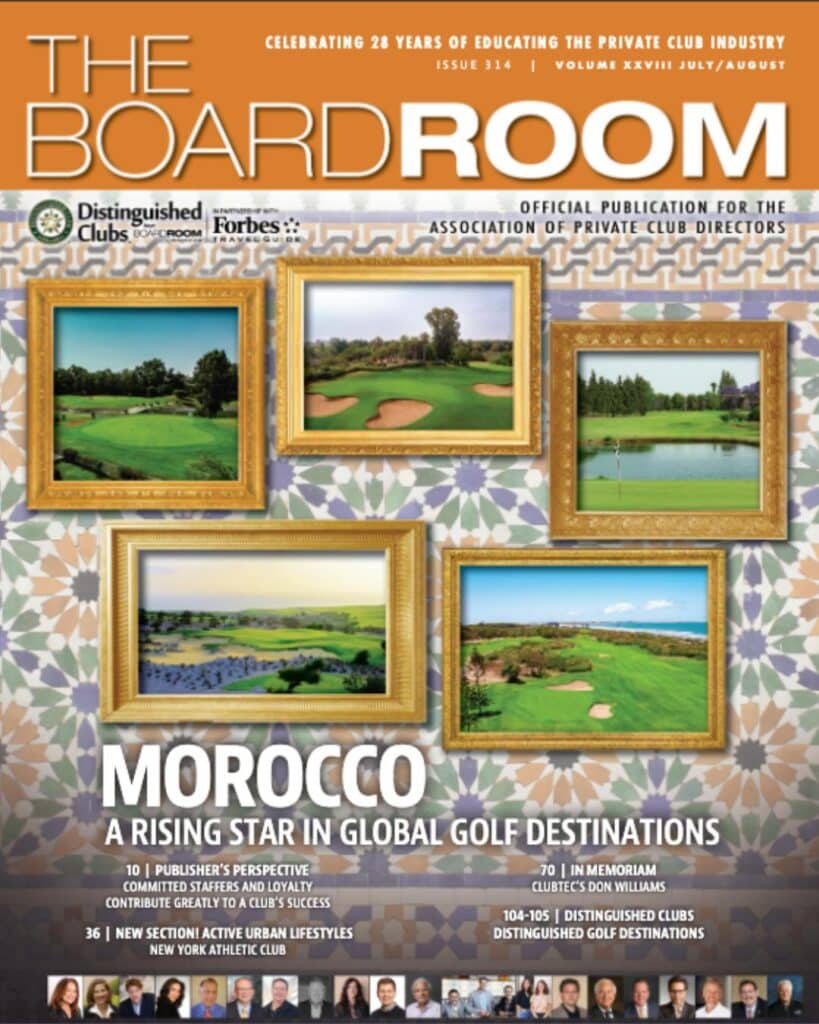 BoardRoom magazine cover highlighting “Morocco: A Rising Star in Global Golf Destinations.”